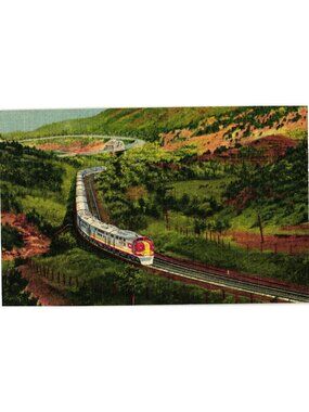 Santa Fe Streamliner Raton Pass New Mexico Art Colortone Postcard Pre-Owned